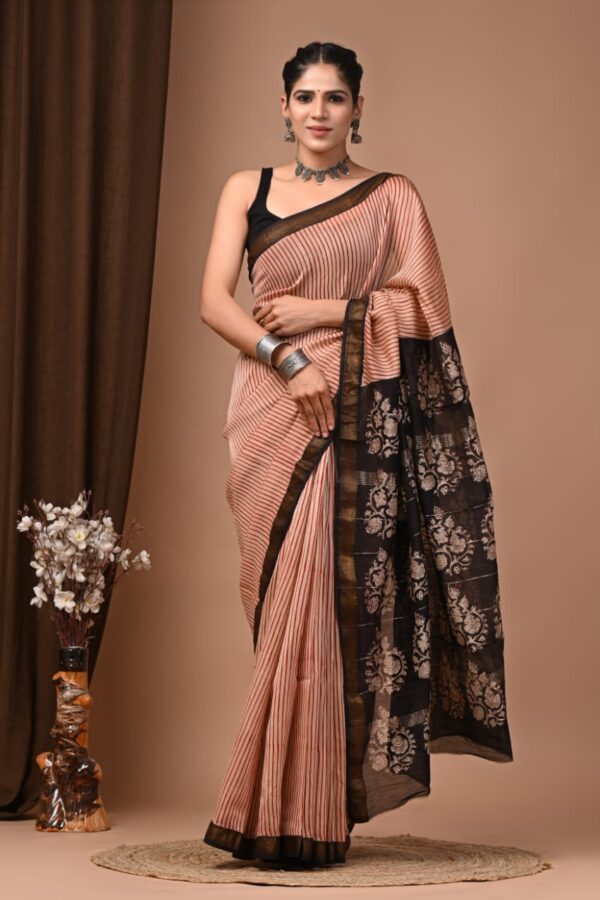 Brownish Pink Maheshwari Silk Saree