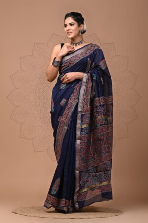 Woodsmoke Maheshwari Silk Saree