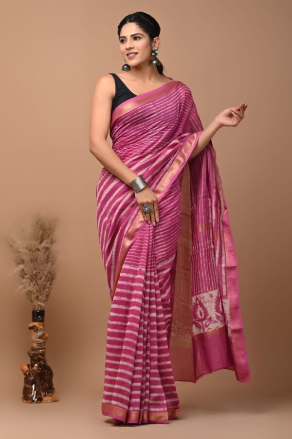 Solidpink Maheshwari Silk Saree