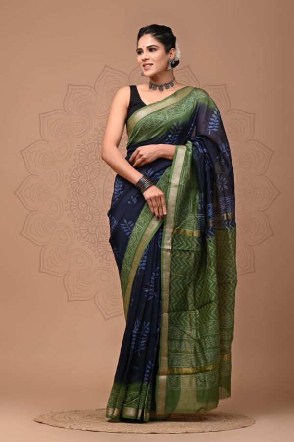 Rifle Green Maheshwari Silk Saree