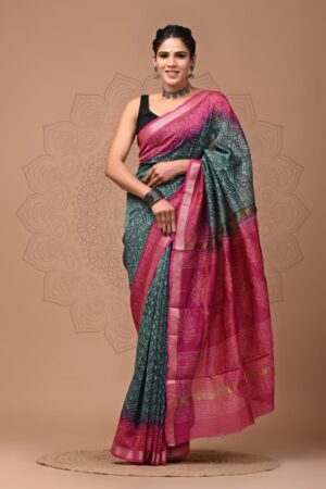 Iridium Maheshwari Silk Saree