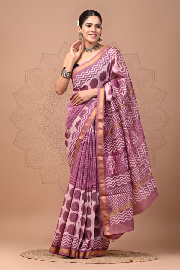 Pink Rose Maheshwari Silk Saree