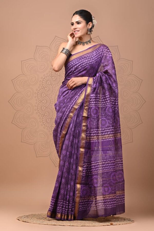 Muted Purple Maheshwari Silk Saree