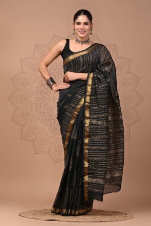 Dark Jungle Maheshwari Silk Saree