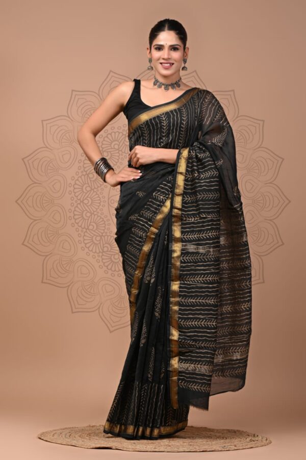 Dark Jungle Maheshwari Silk Saree