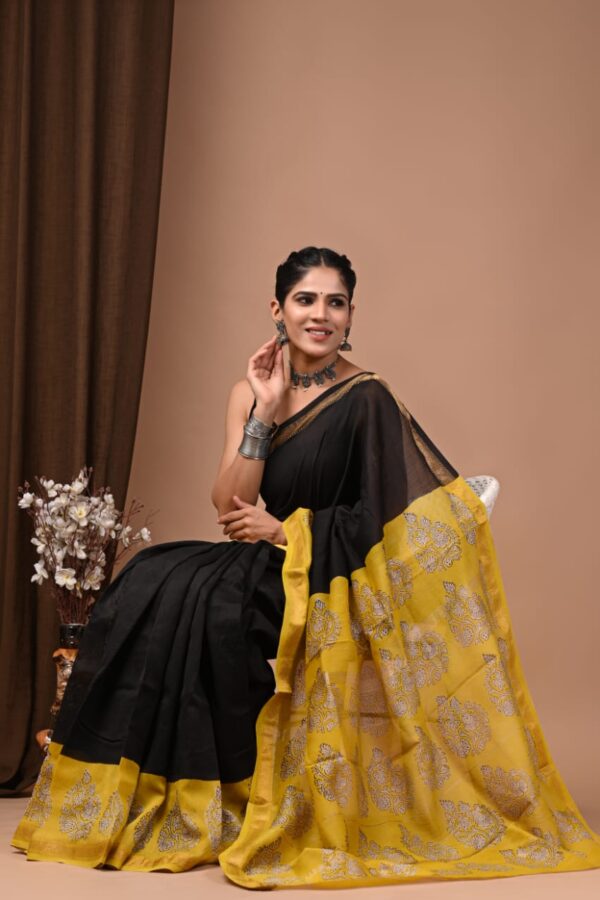 Corn Harvest Maheshwari Silk Saree