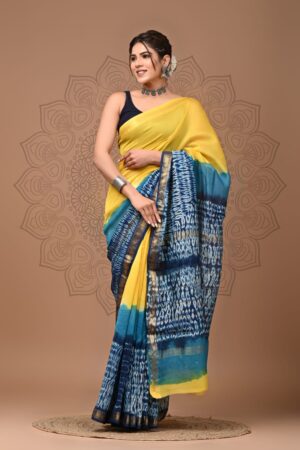 Apricot Maheshwari Silk Saree