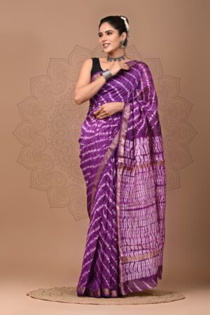 Viola Purple Maheshwari Silk Saree