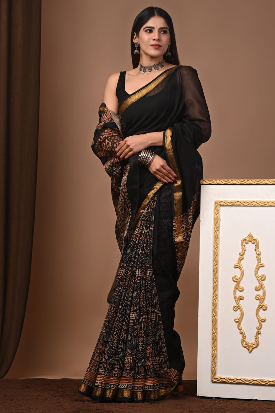 Festive Bagru hand block printed sarees