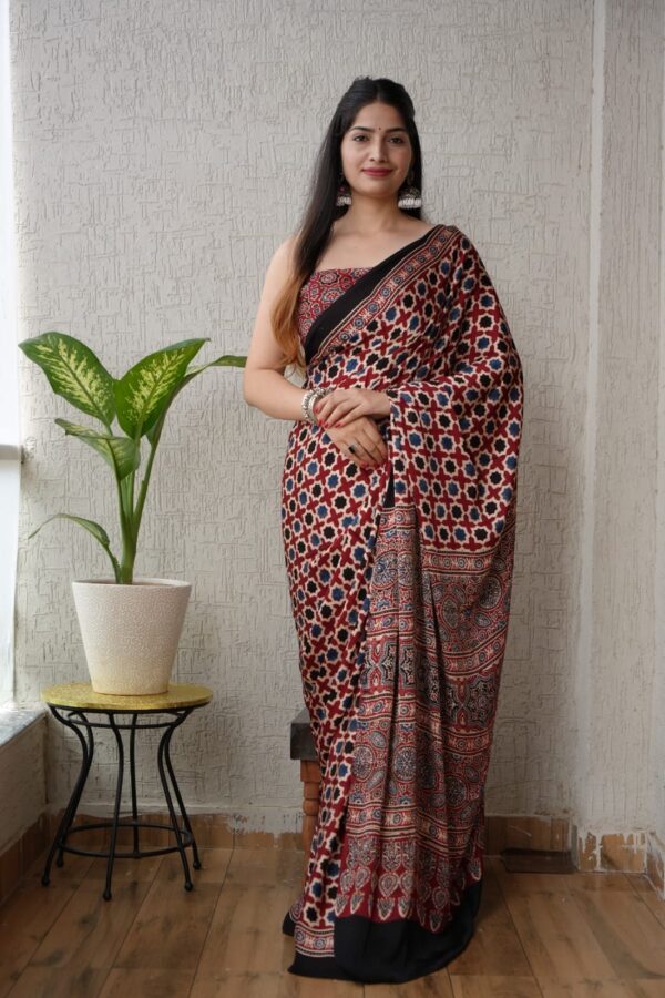 Gondola Ajrakh Modal Silk Saree