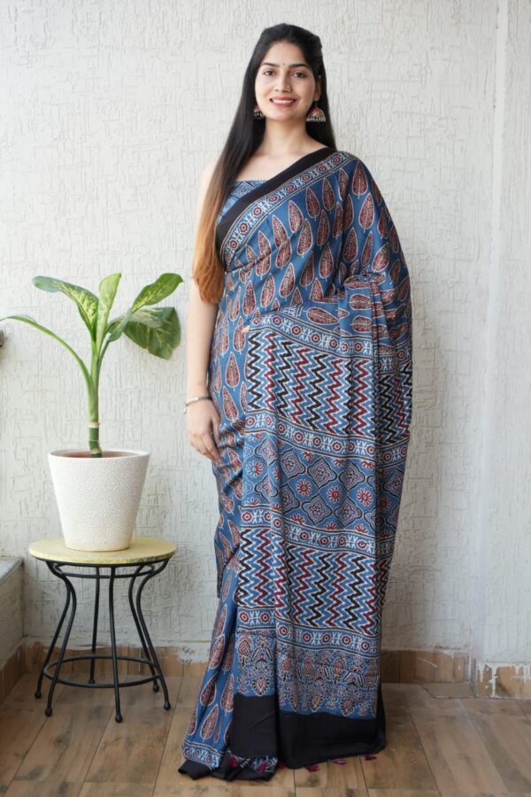 Coolblue Ajrakh Modal Silk Saree