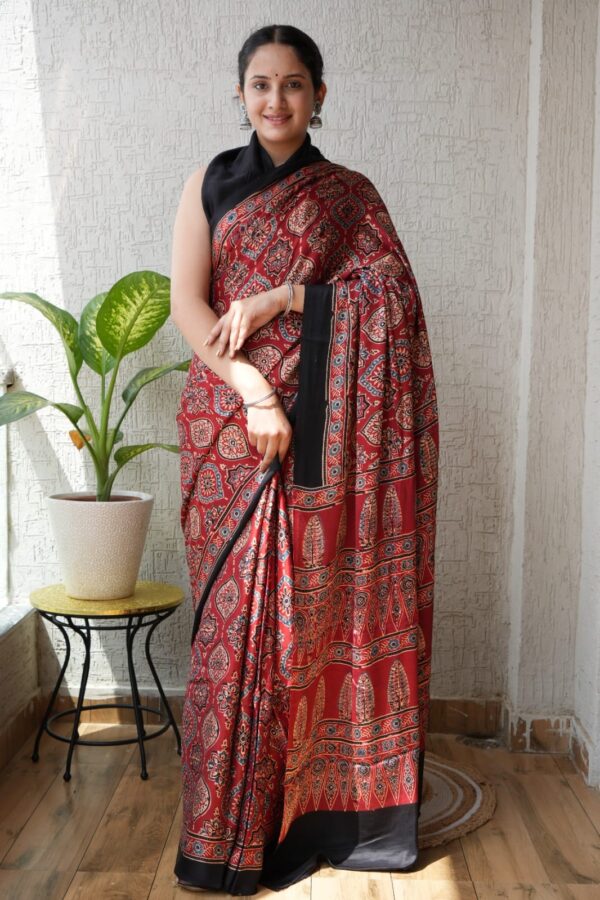 Old Bric Ajrakh Modal Silk Saree