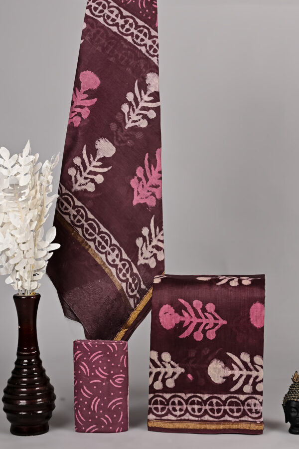 English Walnut Chanderi Silk Suit