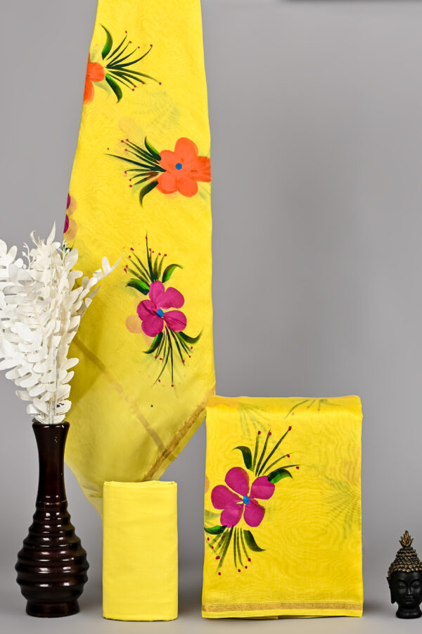 Sun Yellow Chanderi Silk Suit