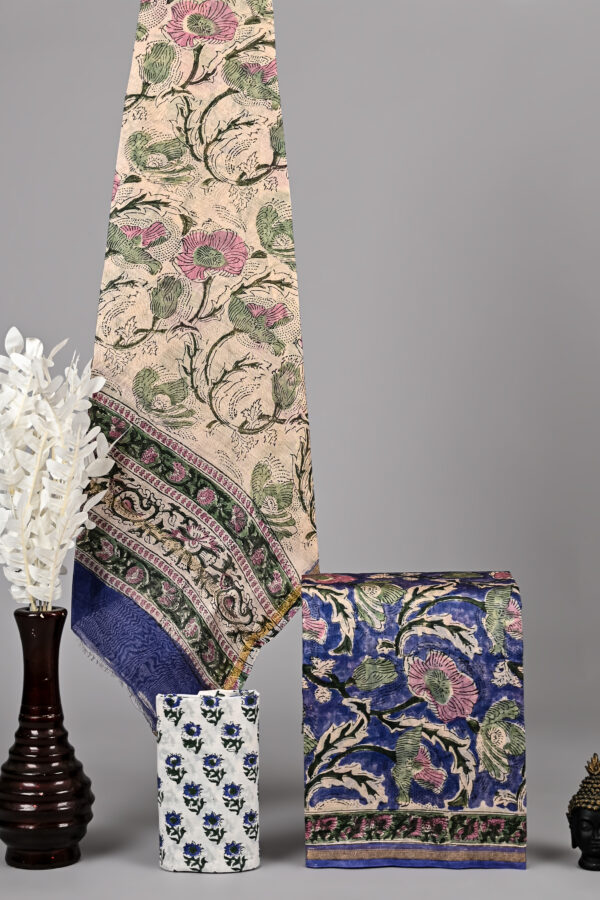 Gulf Blue Chanderi Silk Suit