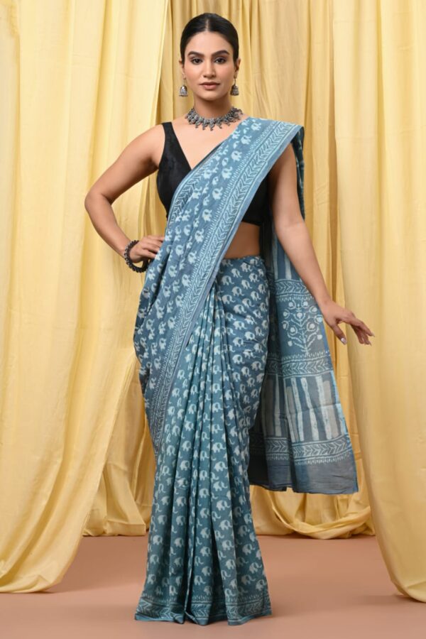 Hippie Blue Cotton Saree