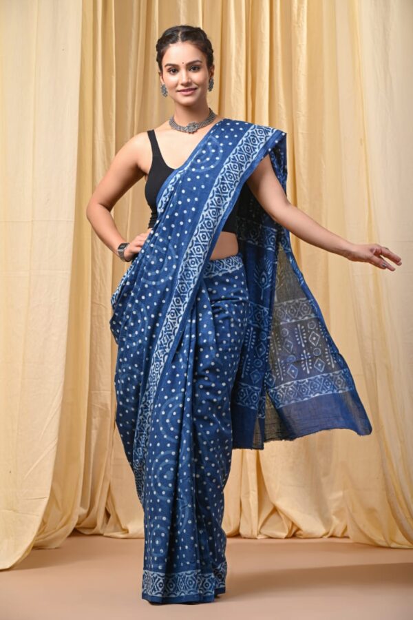 Dusky Blue Cotton Saree