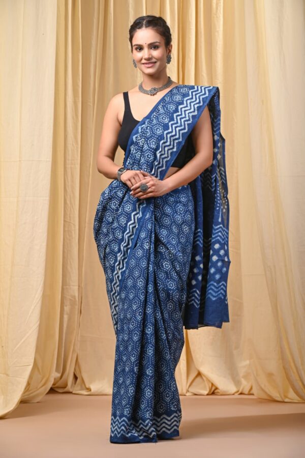 Hoki Blue Cotton Saree