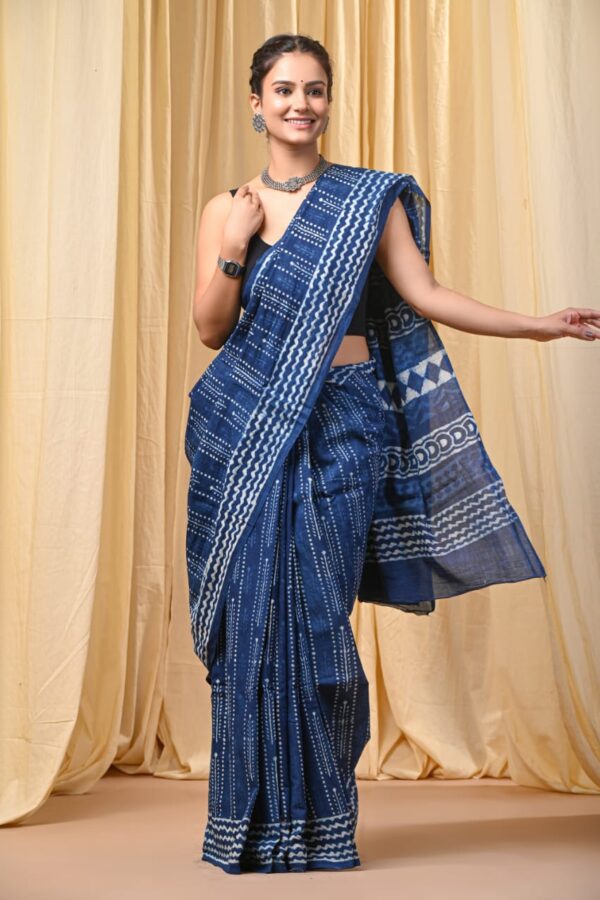 Cobalt Cotton Saree