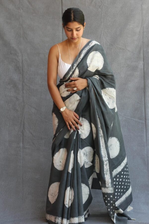 Dove Grey Cotton Saree