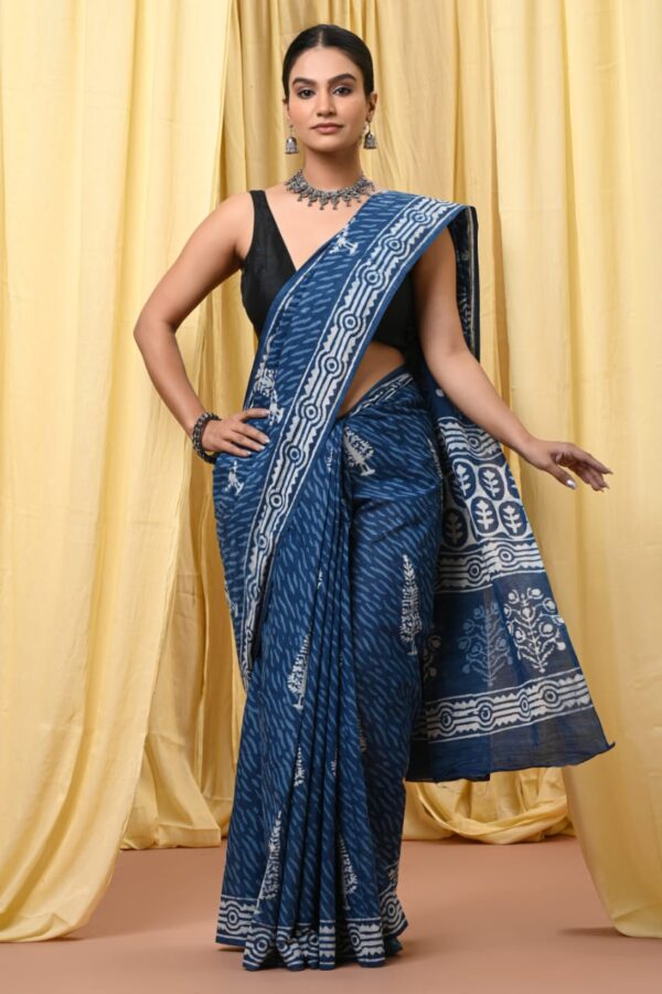 Dull Blue Cotton Saree