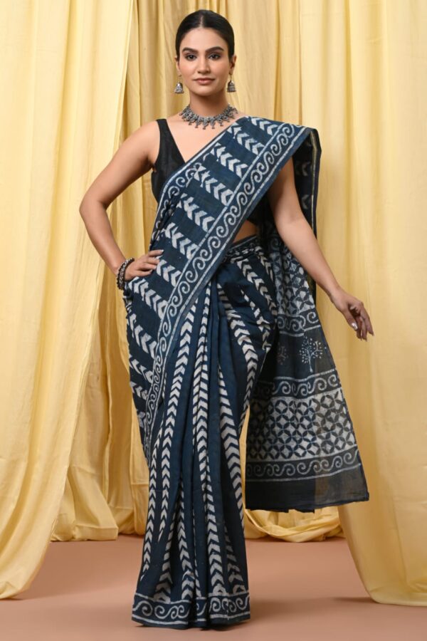 Gunmetal Cotton Saree