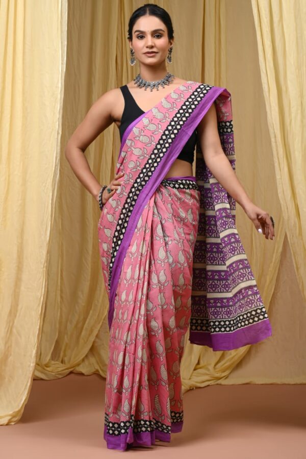 Ruddy Pink Cotton Saree