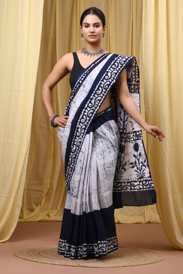 Metallic Silver Cotton Saree