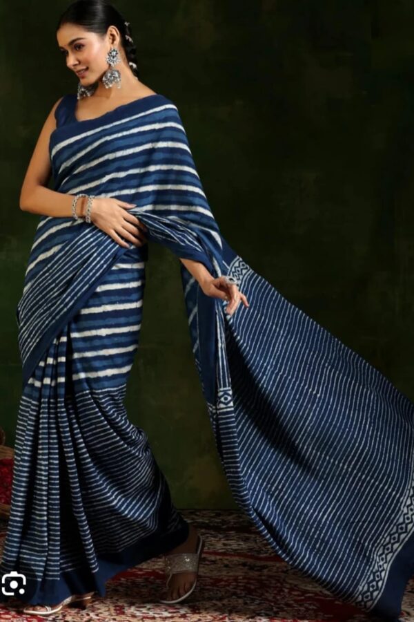Cyan Blue Cotton Saree