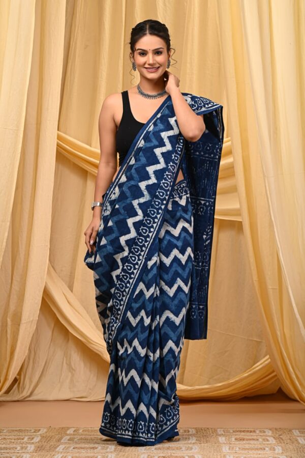 Nile Indigo Cotton Saree