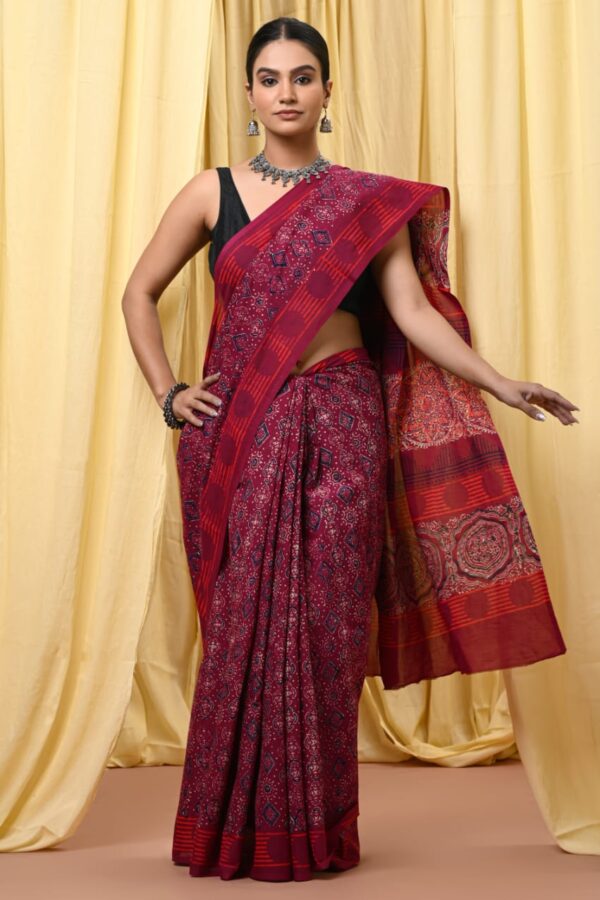 Rose Bud Chery Cotton Saree