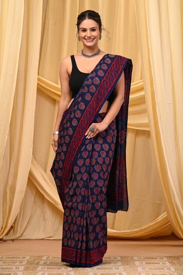 Purply Blue Cotton Saree