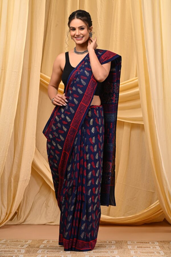Blue Cotton Saree