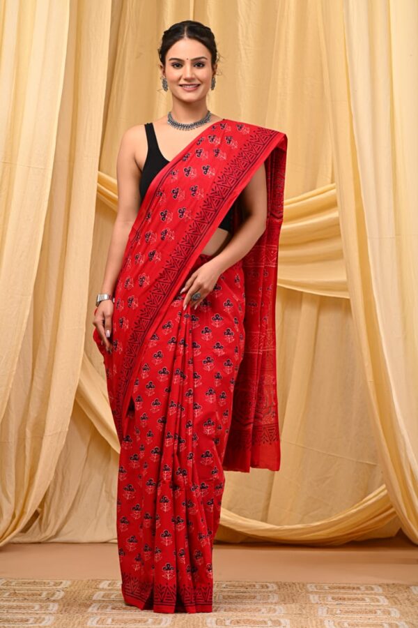 Venetian Red Cotton Saree