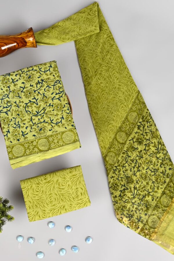 Artisanal Cotton Suit with Fine Kota Doria Dupatta