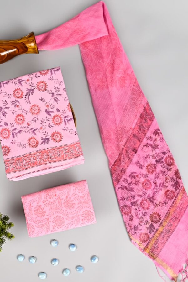 Ethnic Wear Hand Block Cotton Suit with Kota Doria