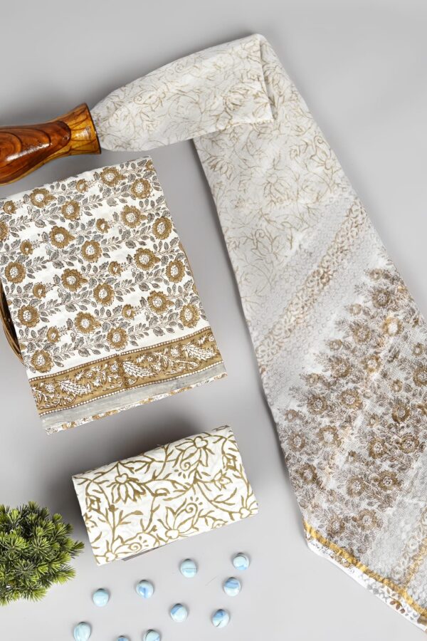 Soft Cotton Cambric Hand Block Suit with Dupatta