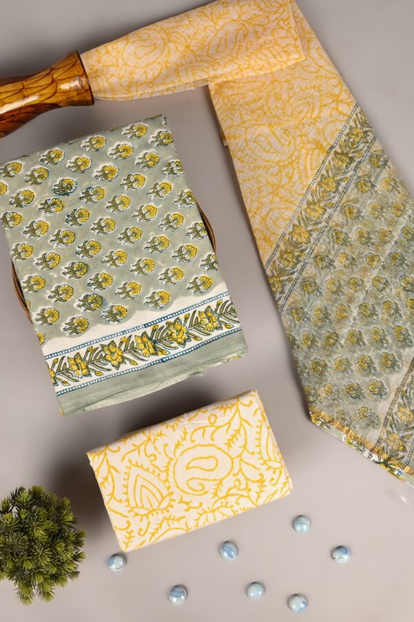 Artisan Textile Cotton Suit with Kota Doria