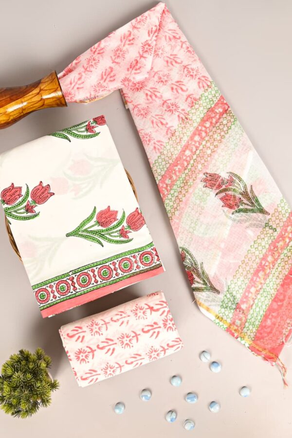 Pure Cotton Hand Block Suit Set with Lightweight Kota Doria