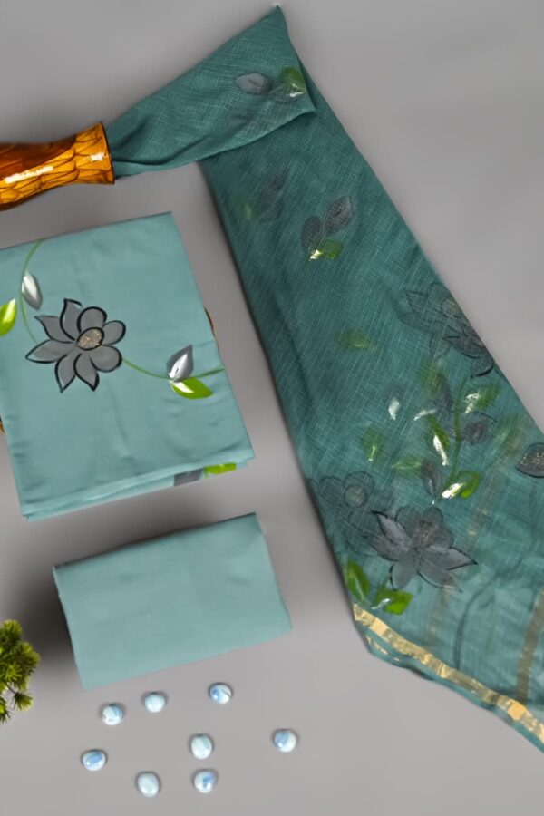 Classic Bagru Hand Block Cotton Suit with Kota Doria