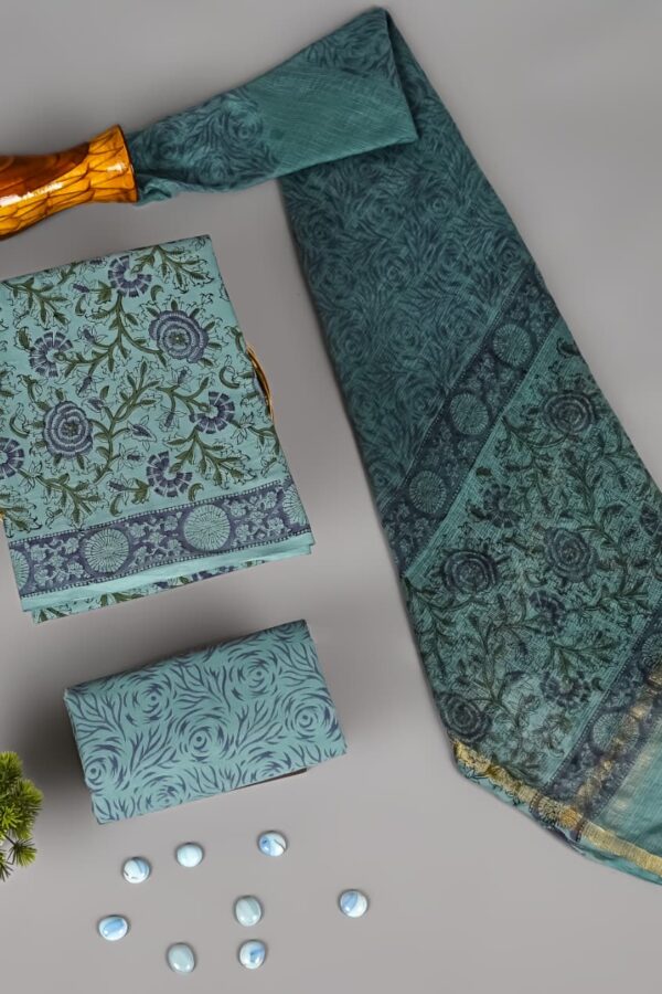 Authentic Hand Block Cotton Suit Material with Dupatta