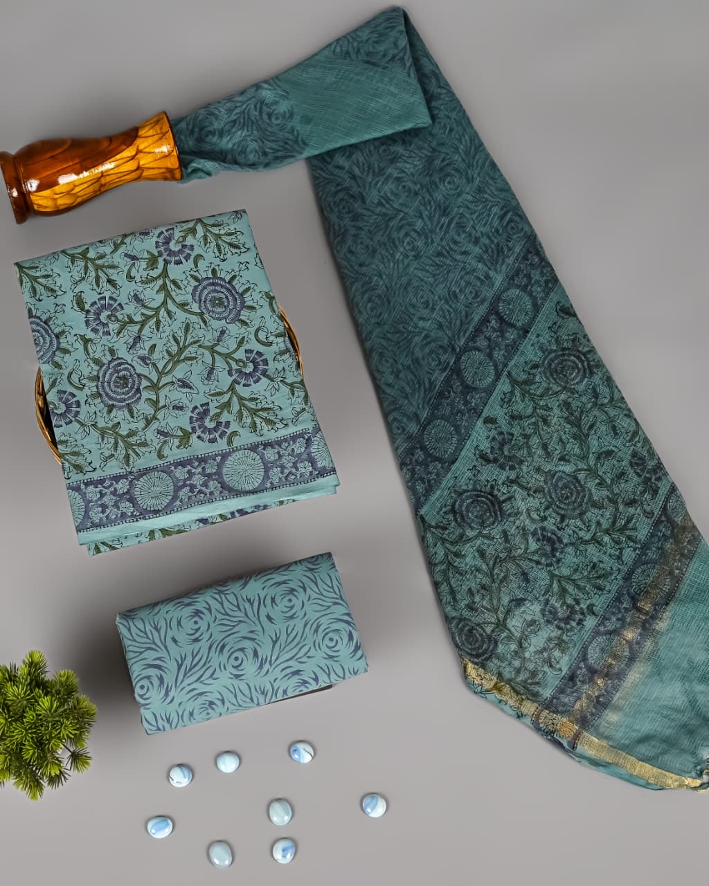 Authentic Hand Block Cotton Suit Material with Dupatta