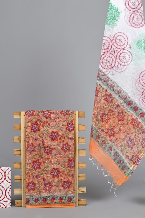Elegant Bagru Hand Block Printed Kota Doria Suit