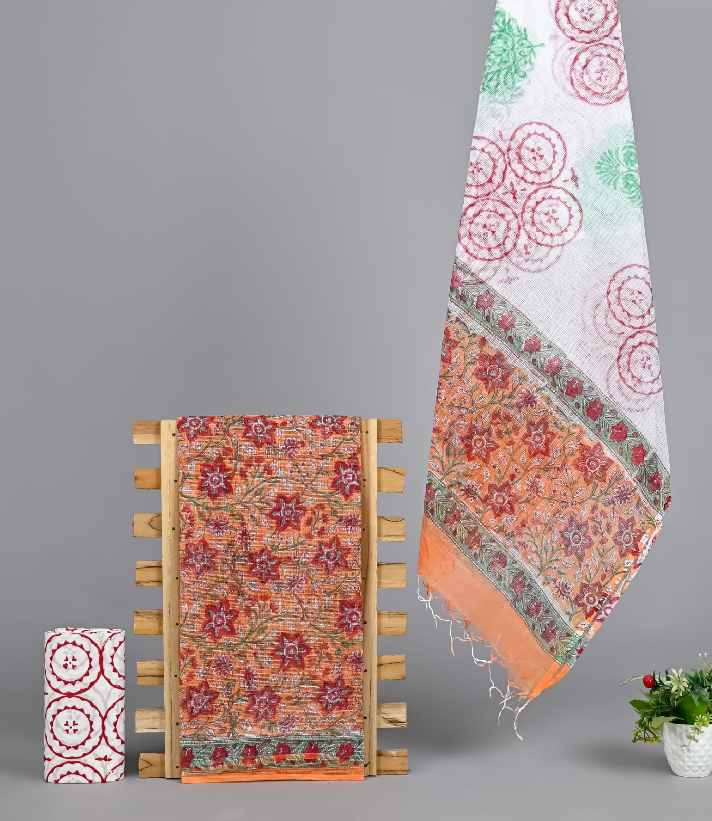 Elegant Bagru Hand Block Printed Kota Doria Suit