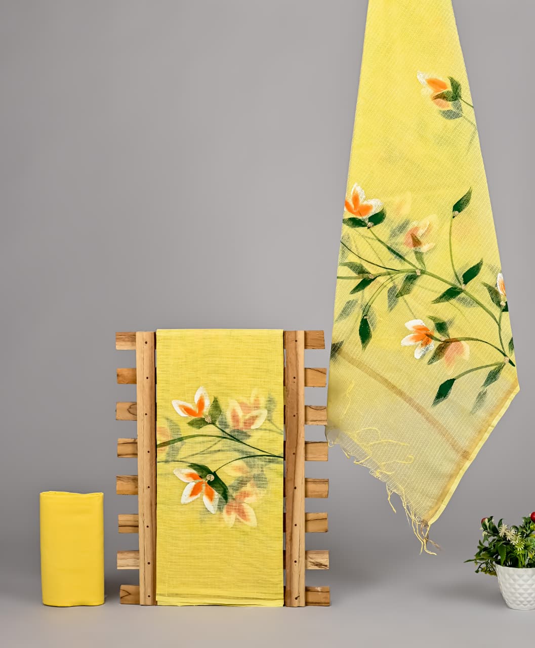 Artisanal Bagru Hand Block Printed Kota Doria Suit