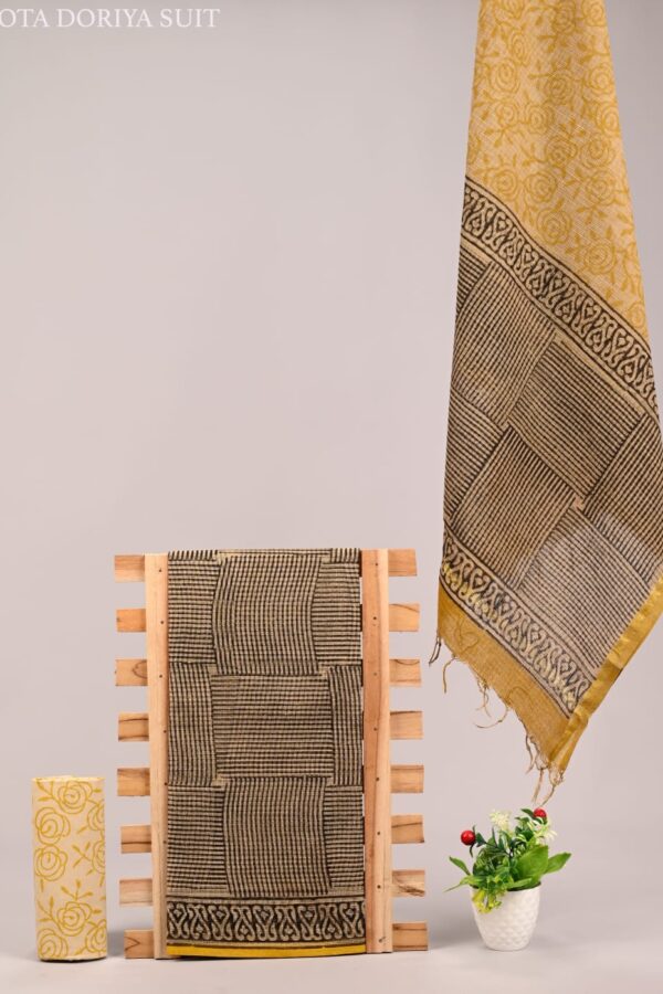 Handcrafted Bagru Block Print Kota Doria Suit