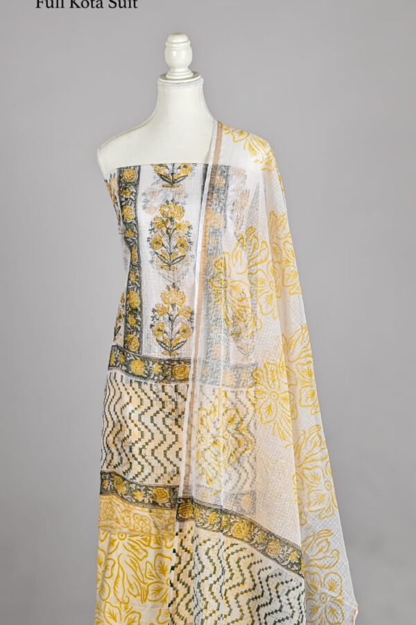 Bagru Hand Block Printed Full Kota Doria Suit Set