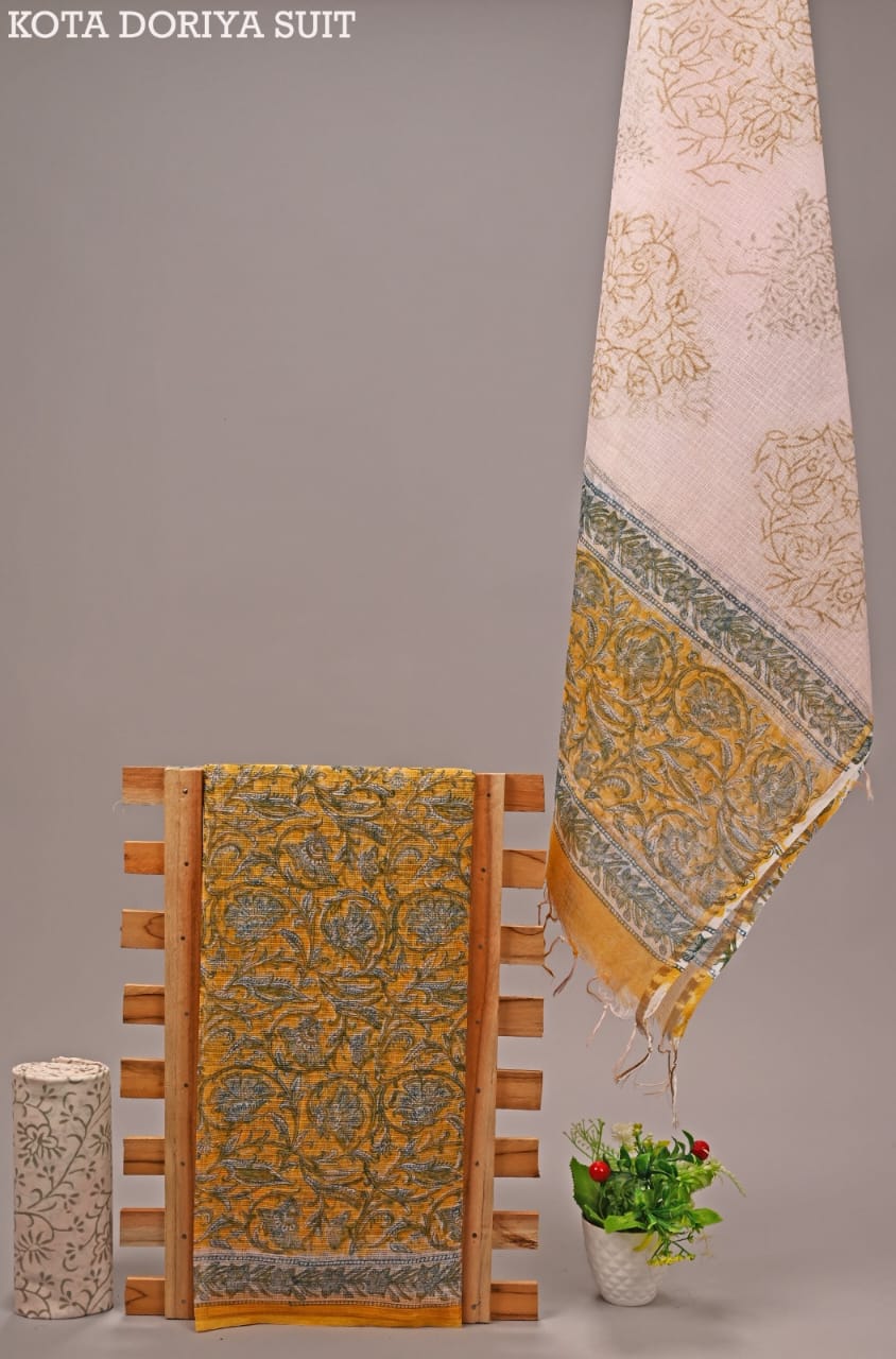 Pure Artisan Bagru Print Kota Doria Suit