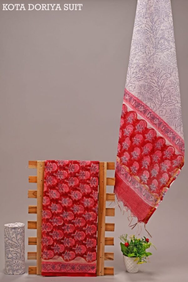 Classic Handcrafted Bagru Print Kota Doria Suit