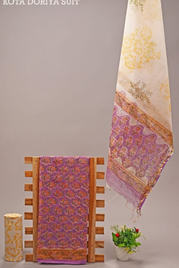 Premium Hand Block Printed Kota Doria Suit